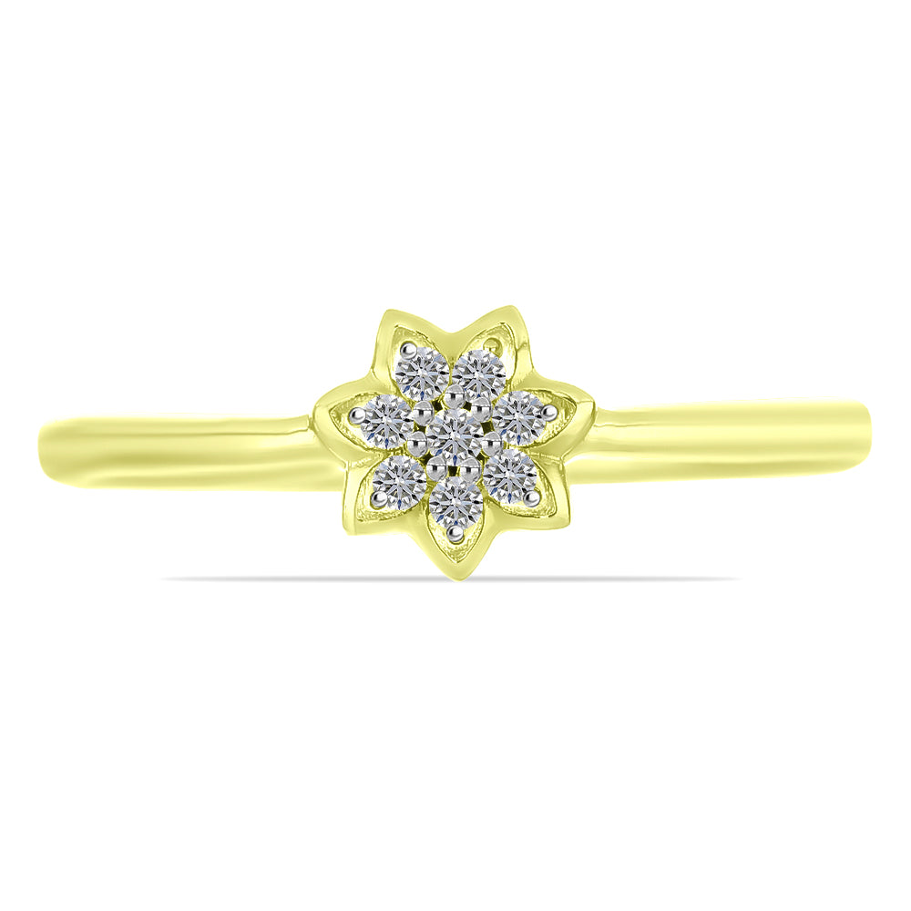 Inel din Argint 925 Placat cu Aur ( 1.88 grame ) cu Diamant Alb 0.09 Carate 1 