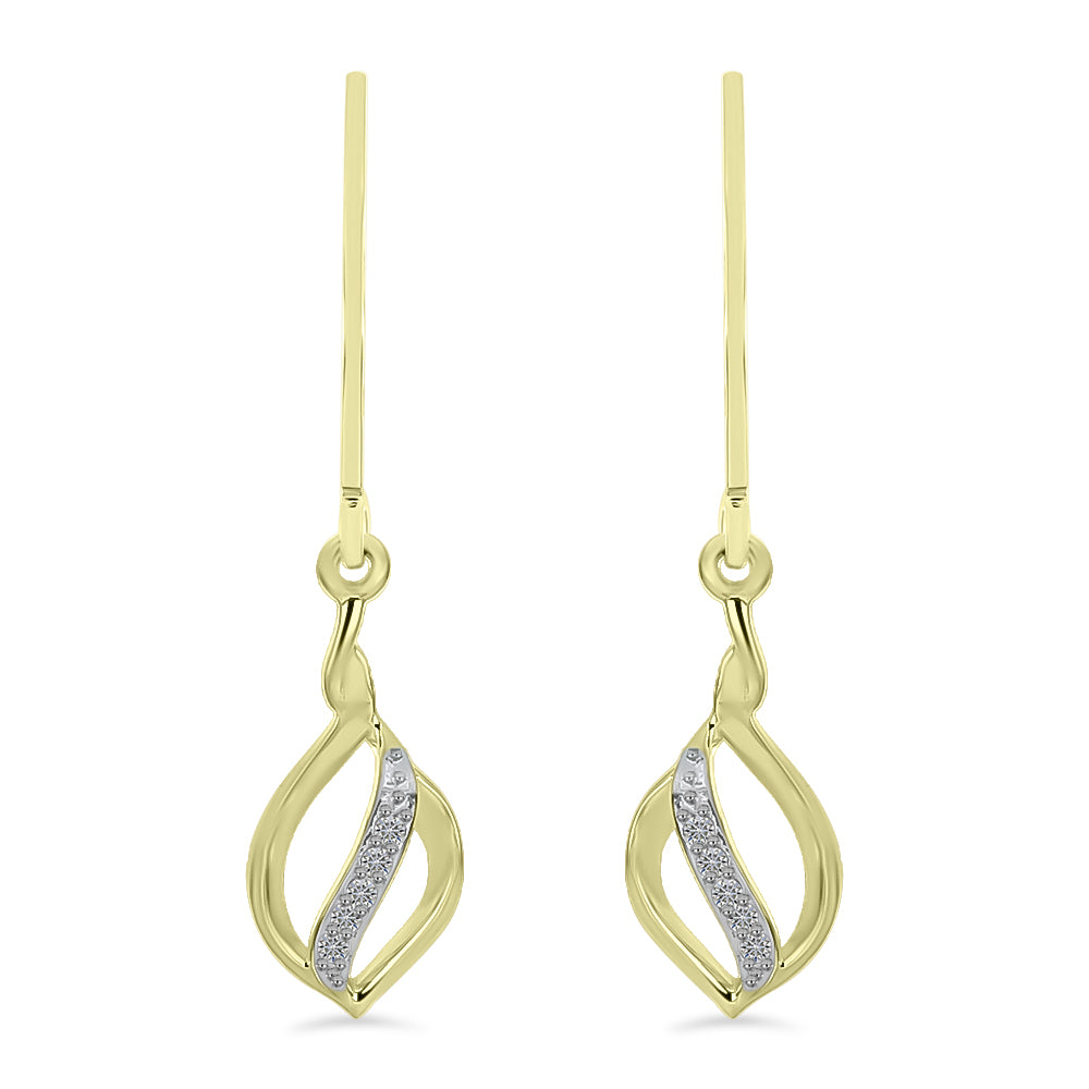Cercei din Argint 925 Placat cu Aur ( 1.73 grame ) cu Diamant Alb 0.06 Carate