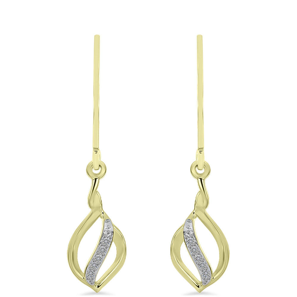 Cercei din Argint 925 Placat cu Aur ( 1.73 grame ) cu Diamant Alb 0.06 Carate