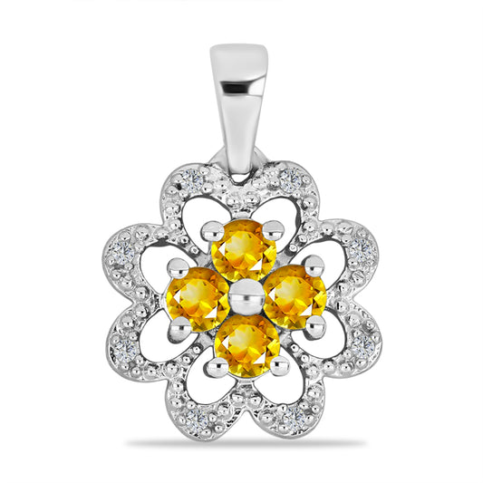 Pandantiv din Argint 925 ( 1.73 grame ) cu Citrin Rio Golden și Topaz Alb 0.5 Carate