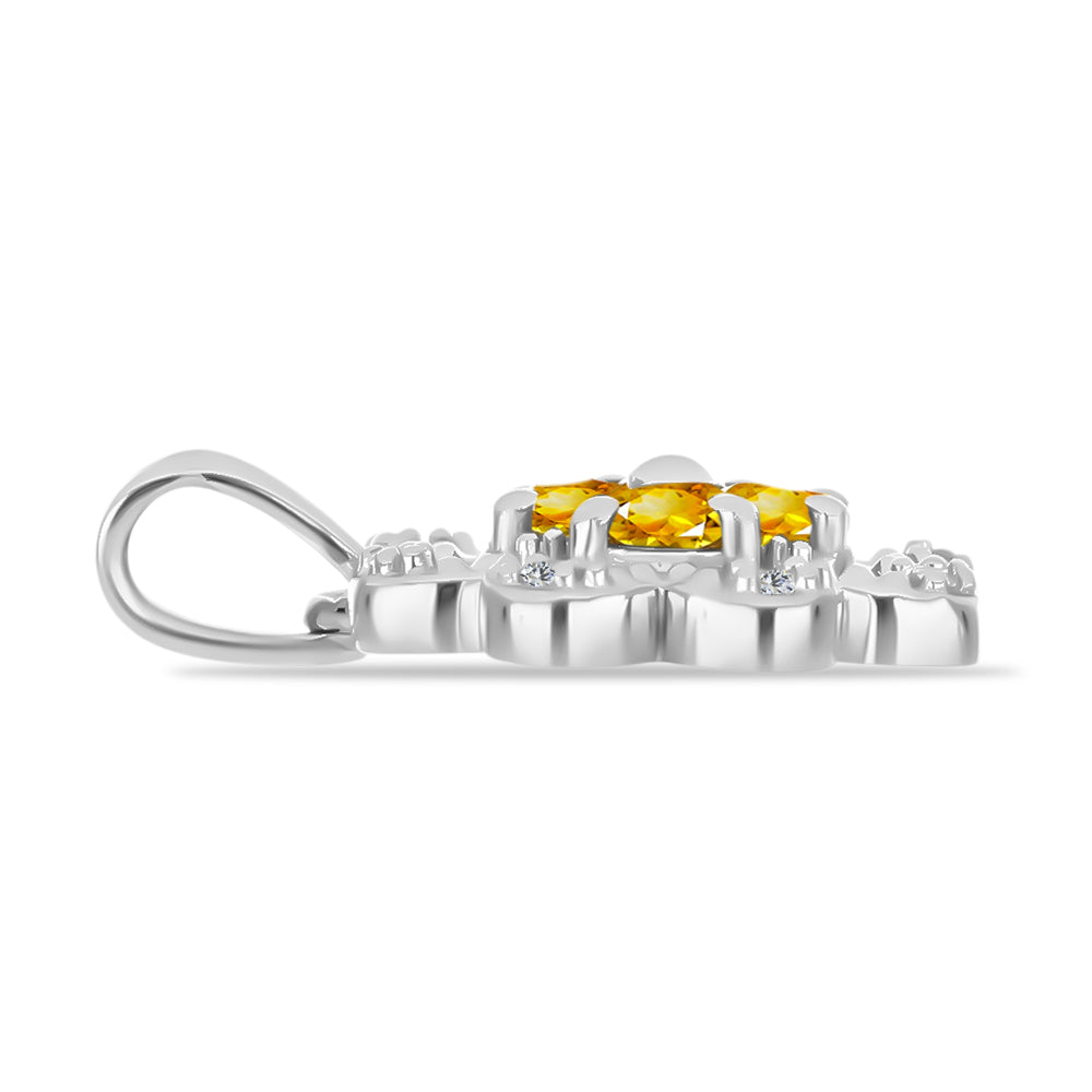 Pandantiv din Argint 925 ( 1.73 grame ) cu Citrin Rio Golden și Topaz Alb 0.5 Carate 2 