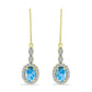 Cercei din Argint 925 Placat cu Aur ( 2.91 grame ) cu Larimar(Piatra delfinului) și Topaz Alb 2.57 Carate