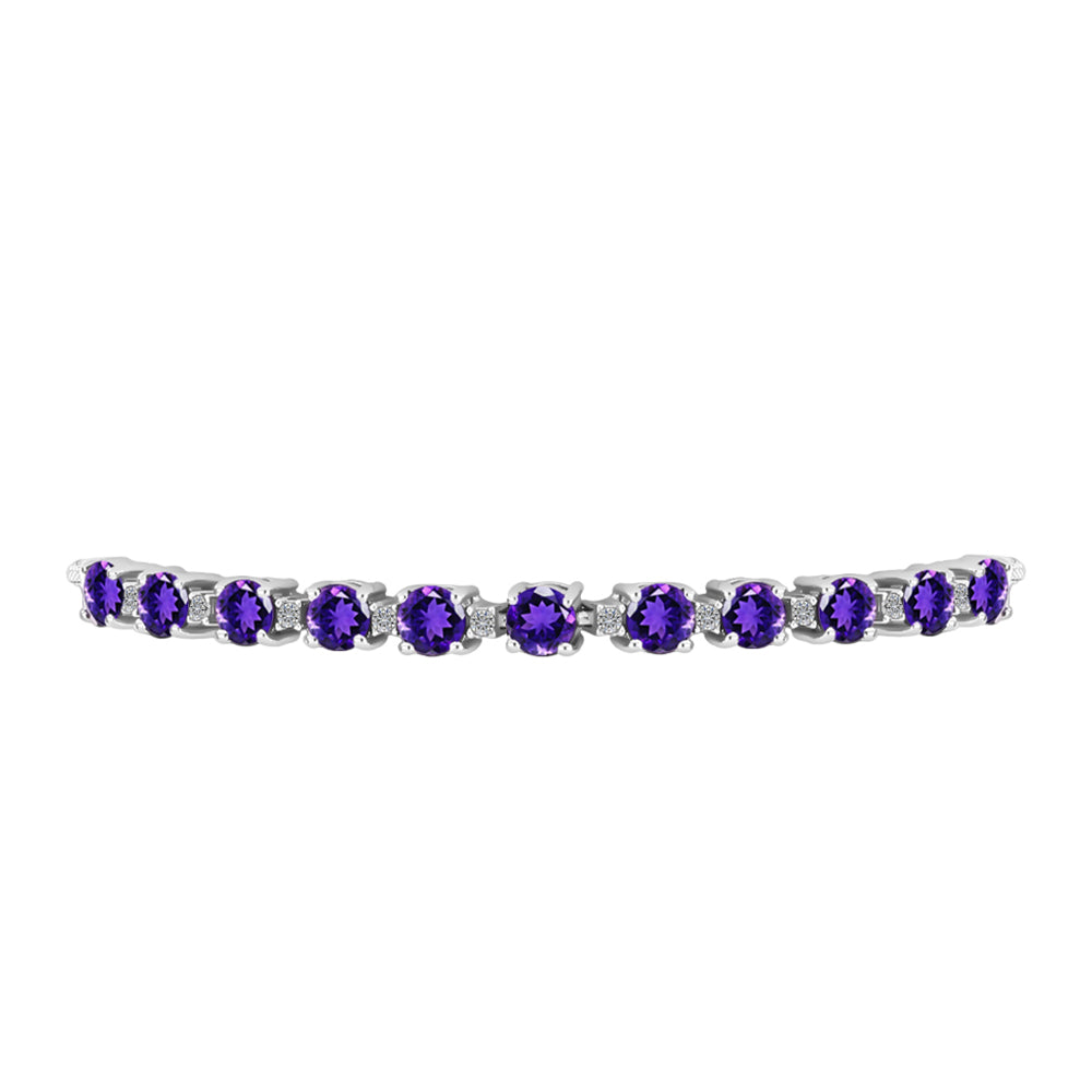 Brățară din Argint 925 ( 5.79 grame ) cu Ametist Marocan și Topaz Alb 3.1 Carate 3 
