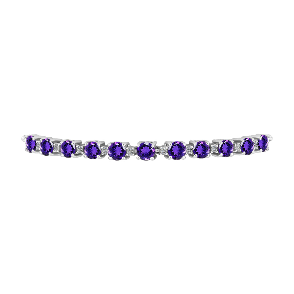 Brățară din Argint 925 ( 5.79 grame ) cu Ametist Marocan și Topaz Alb 3.1 Carate