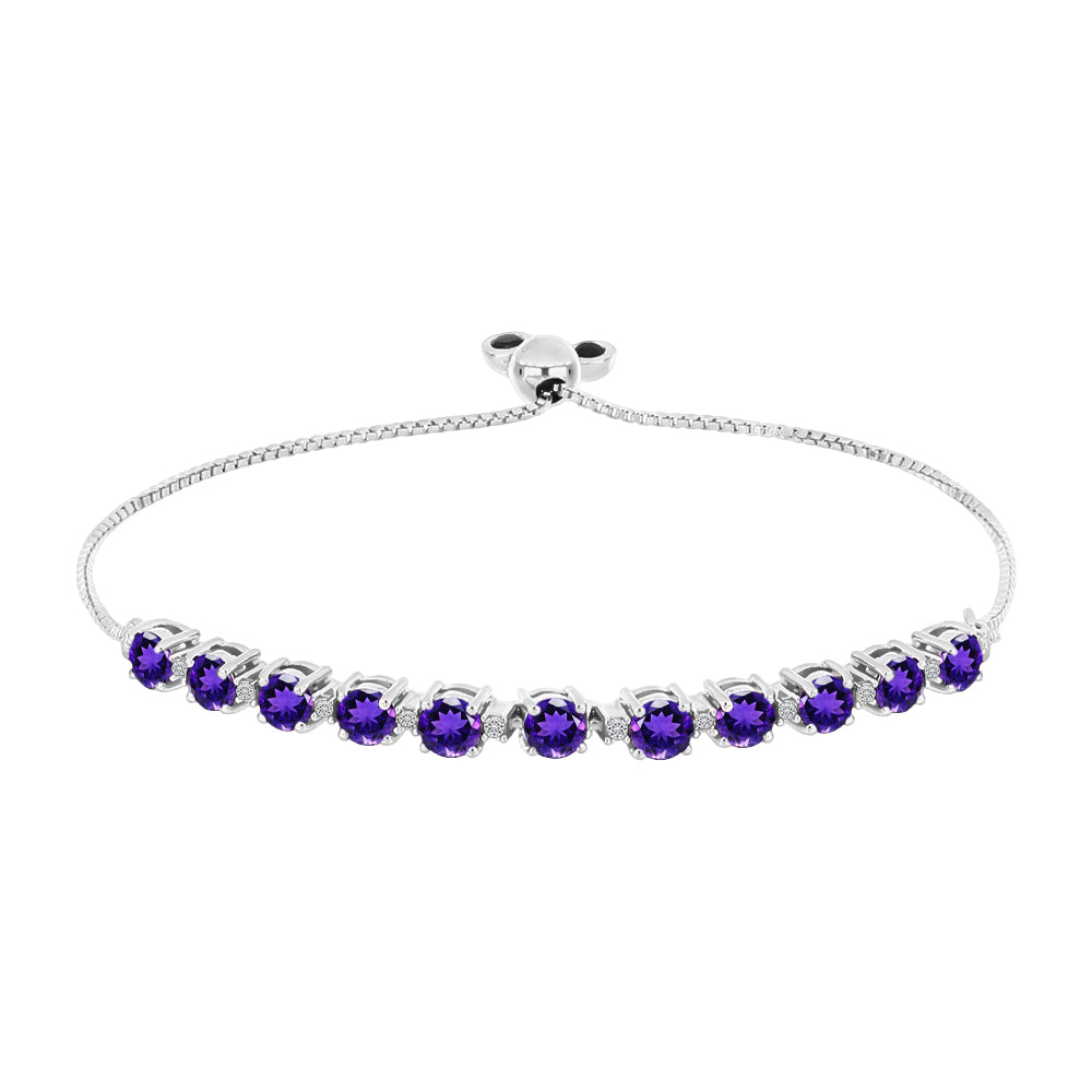 Brățară din Argint 925 ( 5.79 grame ) cu Ametist Marocan și Topaz Alb 3.1 Carate