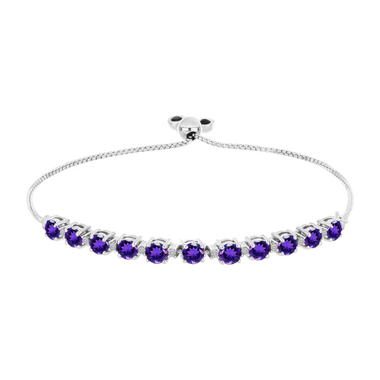 Brățară din Argint 925 ( 5.79 grame ) cu Ametist Marocan și Topaz Alb 3.1 Carate
