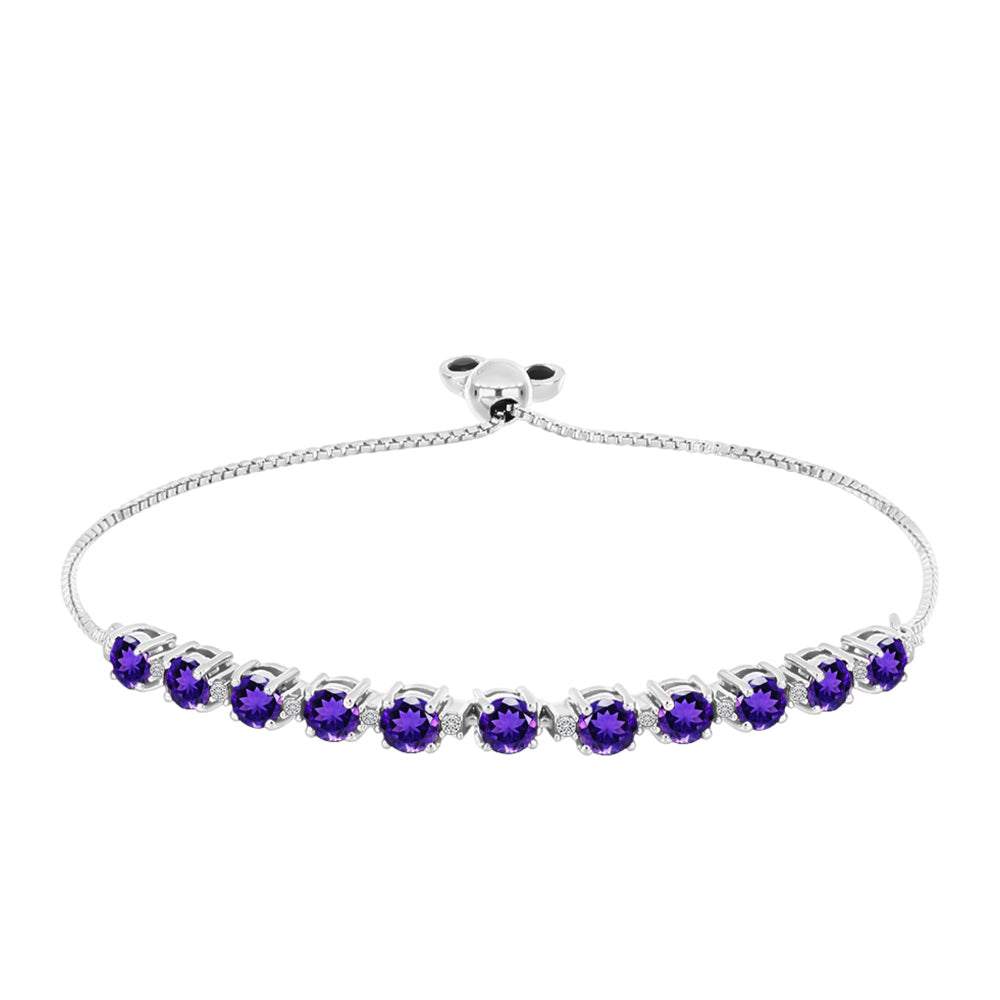 Brățară din Argint 925 ( 5.79 grame ) cu Ametist Marocan și Topaz Alb 3.1 Carate