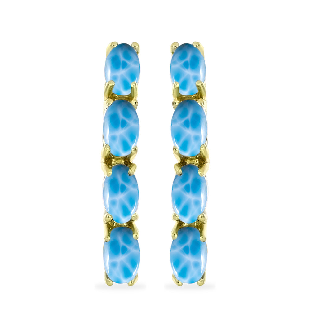 Cercei din Argint 925 Placat cu Aur ( 3.05 grame ) cu Larimar(Piatra delfinului) 2.26 Carate 1 