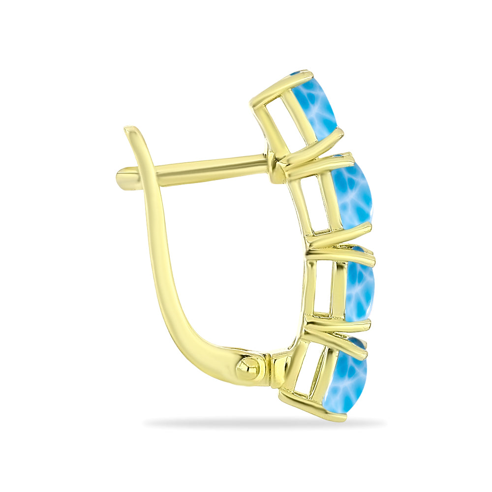 Cercei din Argint 925 Placat cu Aur ( 3.05 grame ) cu Larimar(Piatra delfinului) 2.26 Carate 2 