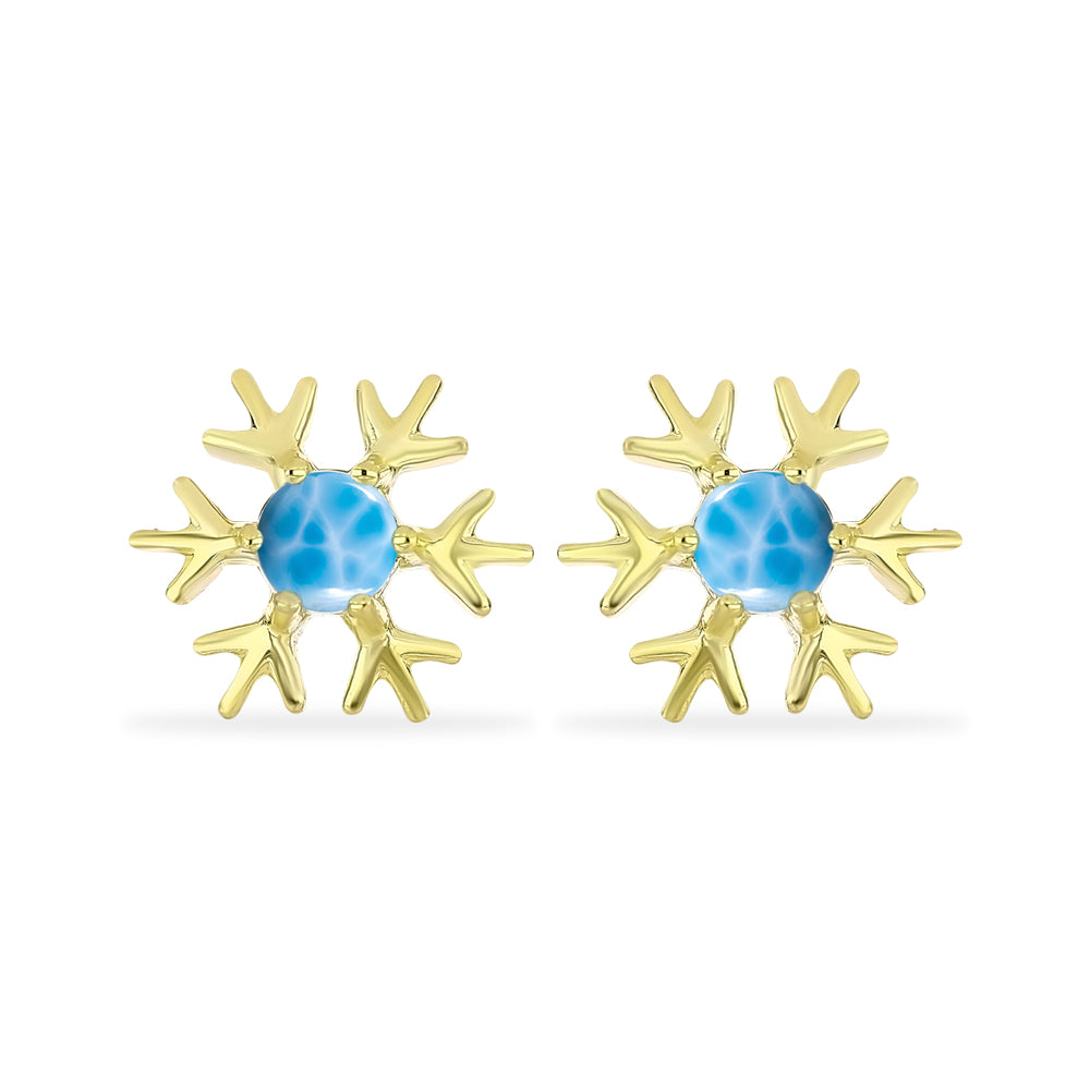 Cercei din Argint 925 Placat cu Aur ( 3.05 grame ) cu Larimar(Piatra delfinului) 1.16 Carate 1 