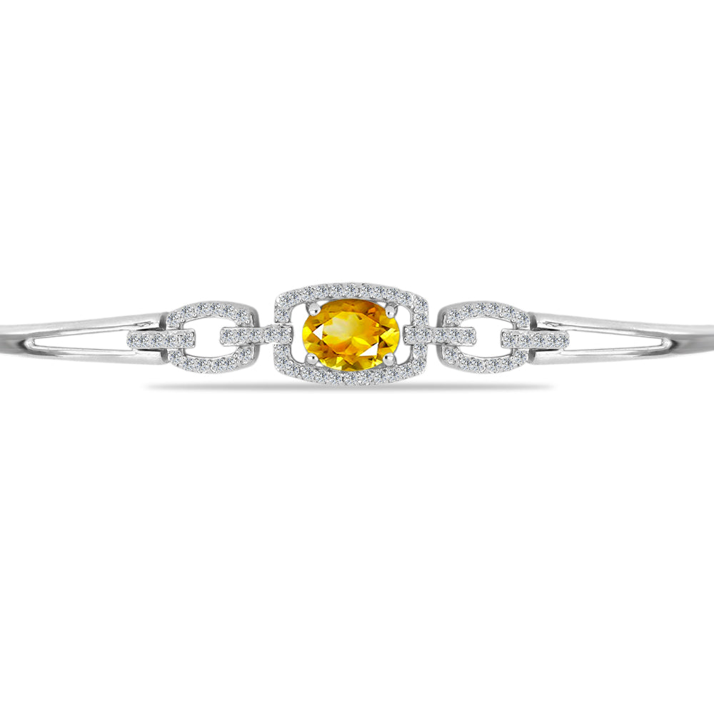 Brățară din Argint 925 ( 6.98 grame ) cu Citrin Rio Golden și Topaz Alb 1.63 Carate 1 