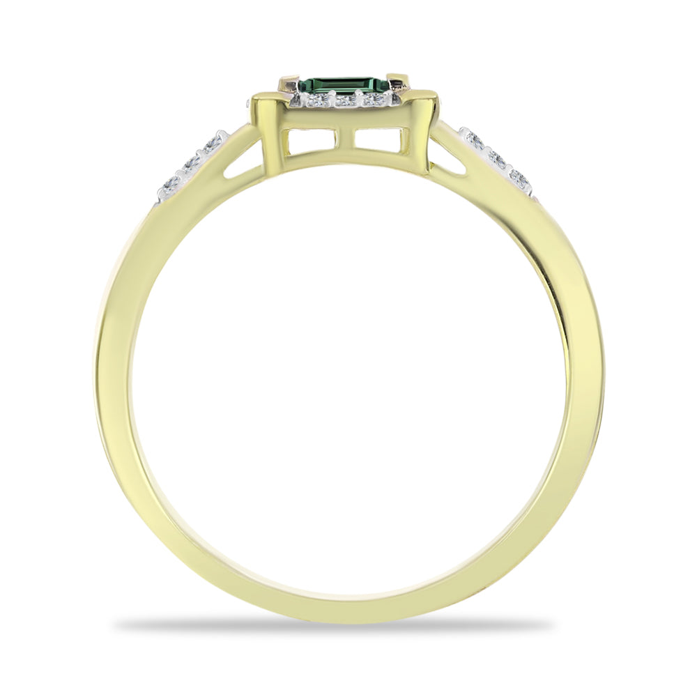 Inel din Argint 925 Placat cu Aur ( 2.26 grame ) cu Safir verde și Topaz Alb 0.24 Carate