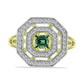 Inel din Argint 925 Placat cu Aur ( 2.85 grame ) cu Turmalină Verde și Topaz Alb 0.76 Carate