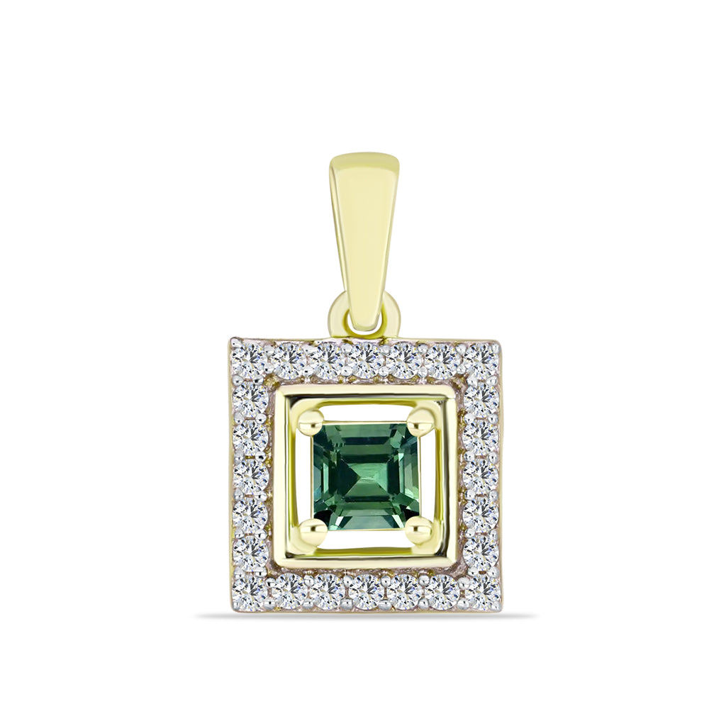 Pandantiv din Argint 925 Placat cu Aur ( 1.31 grame ) cu Turmalină Verde și Topaz Alb 0.63 Carate