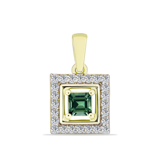 Pandantiv din Argint 925 Placat cu Aur ( 1.31 grame ) cu Turmalină Verde și Topaz Alb 0.63 Carate