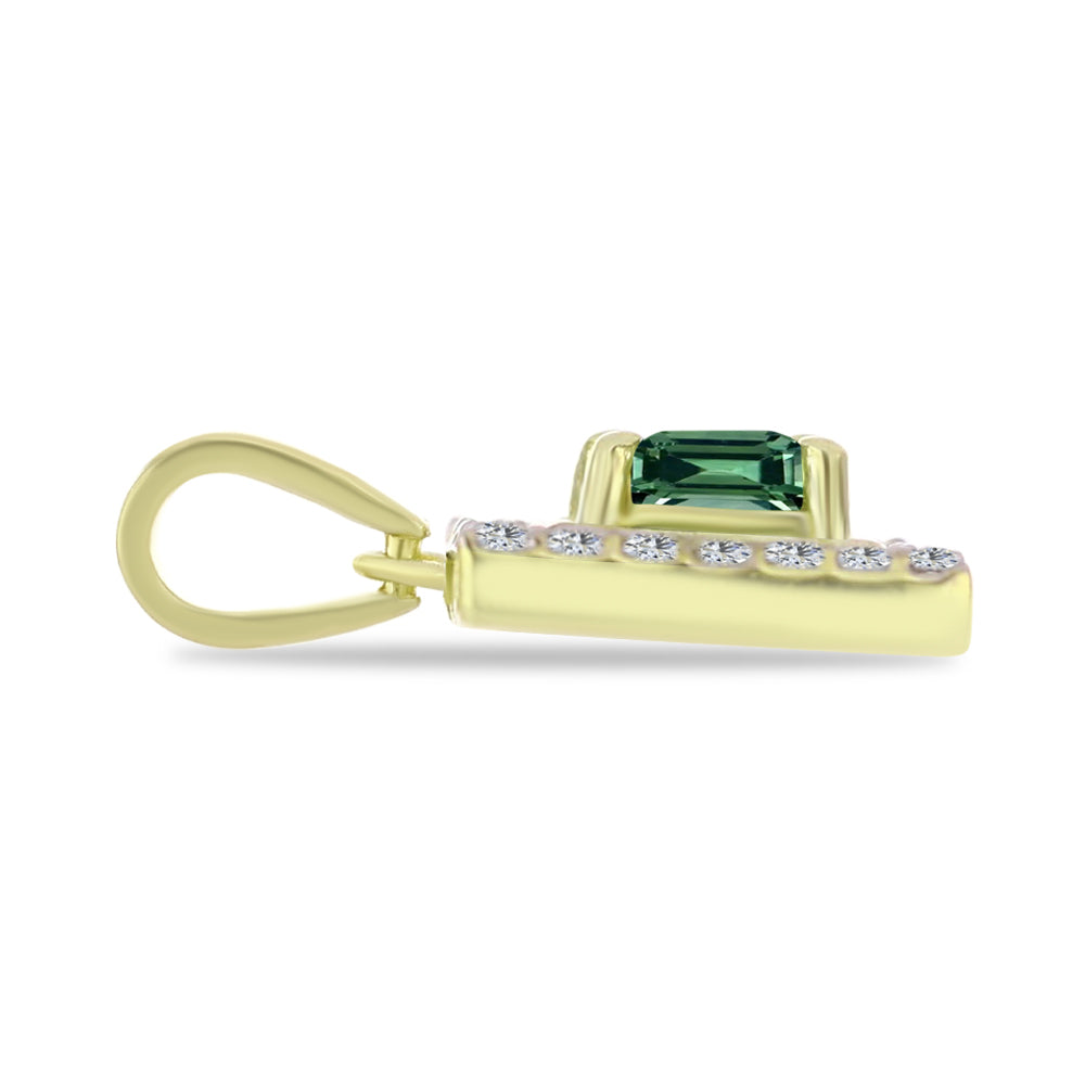 Pandantiv din Argint 925 Placat cu Aur ( 1.31 grame ) cu Turmalină Verde și Topaz Alb 0.63 Carate 2 
