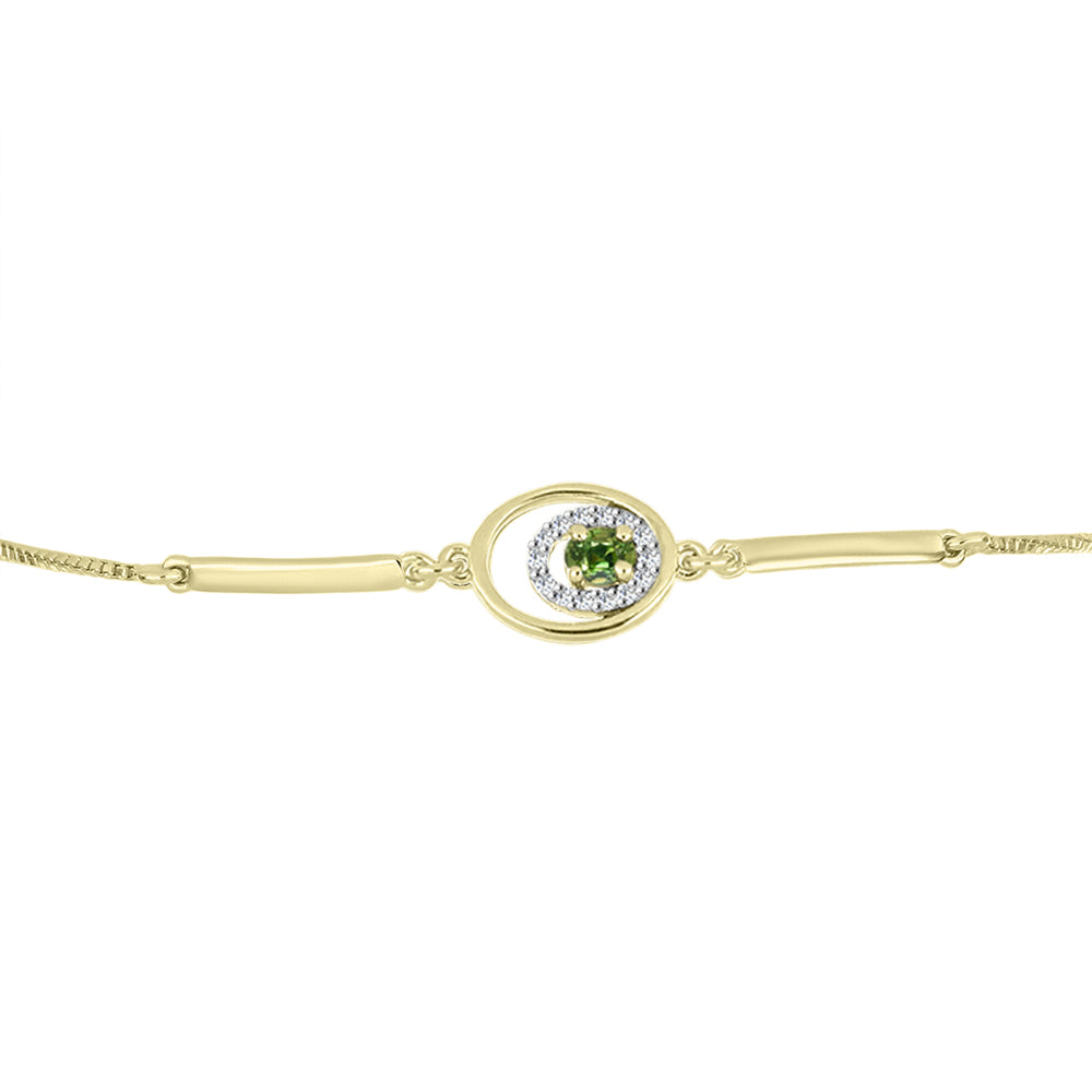Brățară din Argint 925 Placat cu Aur ( 3.23 grame ) cu Safir verde și Topaz Alb 0.34 Carate 2 