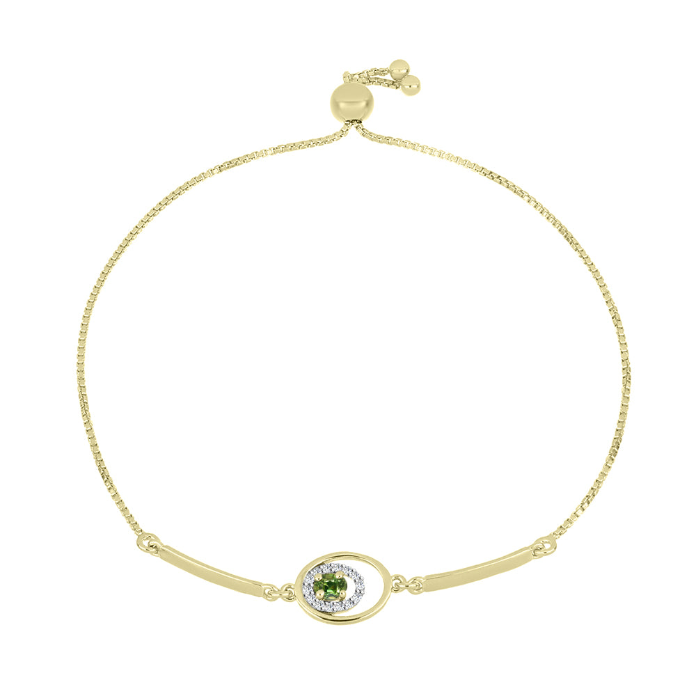 Brățară din Argint 925 Placat cu Aur ( 3.23 grame ) cu Safir verde și Topaz Alb 0.34 Carate