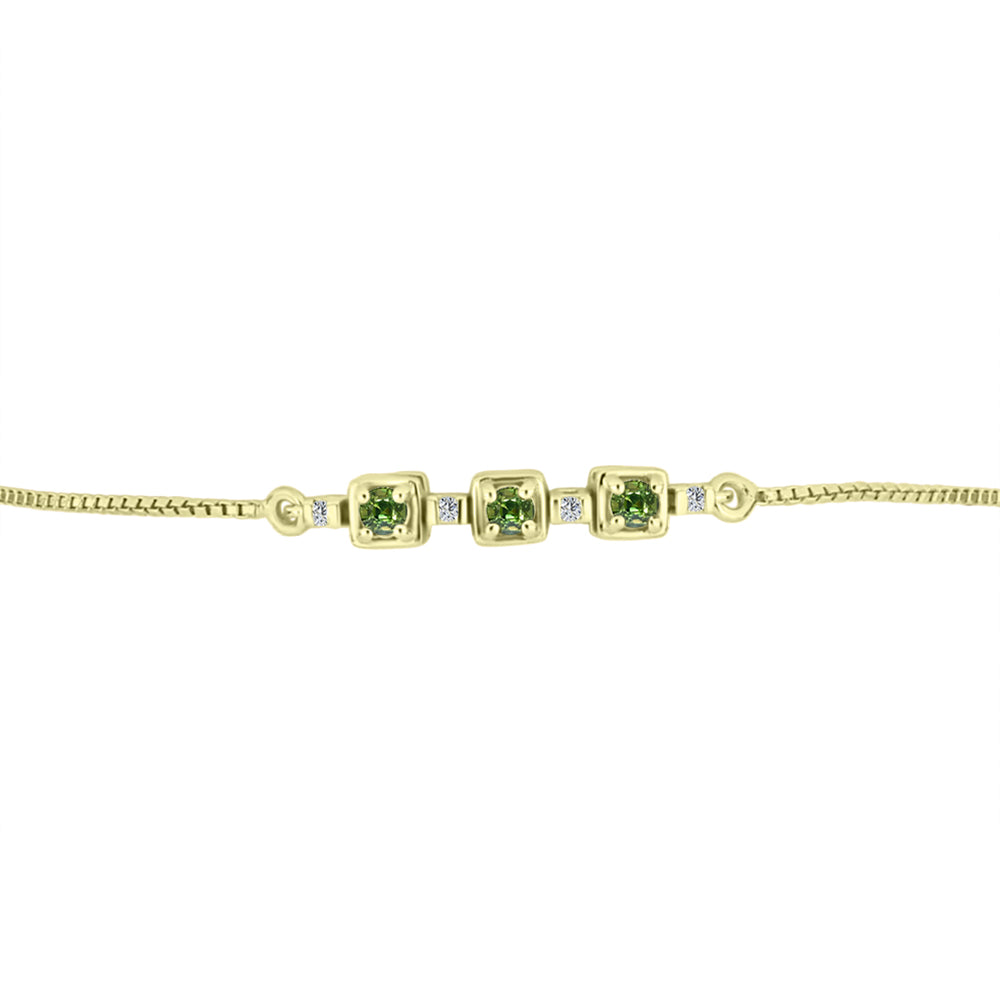 Brățară din Argint 925 Placat cu Aur ( 3.39 grame ) cu Safir verde și Topaz Alb 0.39 Carate