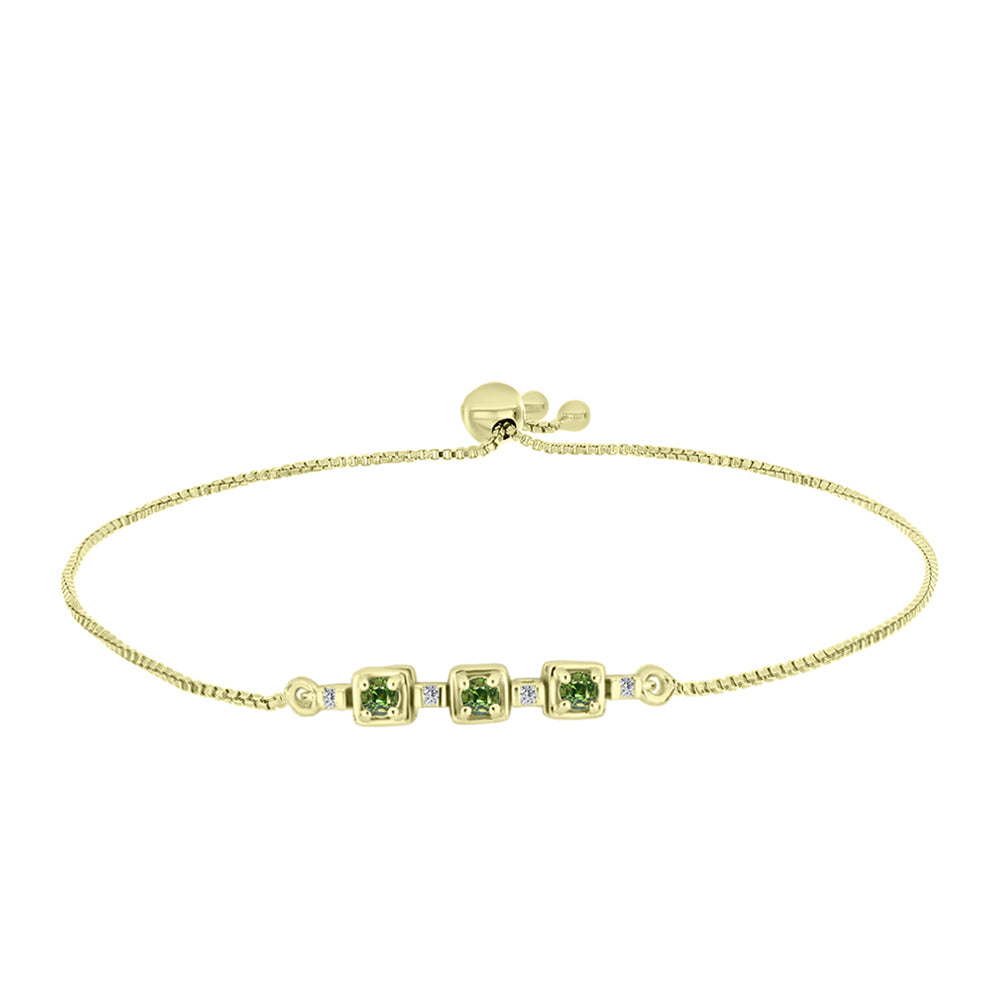 Brățară din Argint 925 Placat cu Aur ( 3.39 grame ) cu Safir verde și Topaz Alb 0.39 Carate