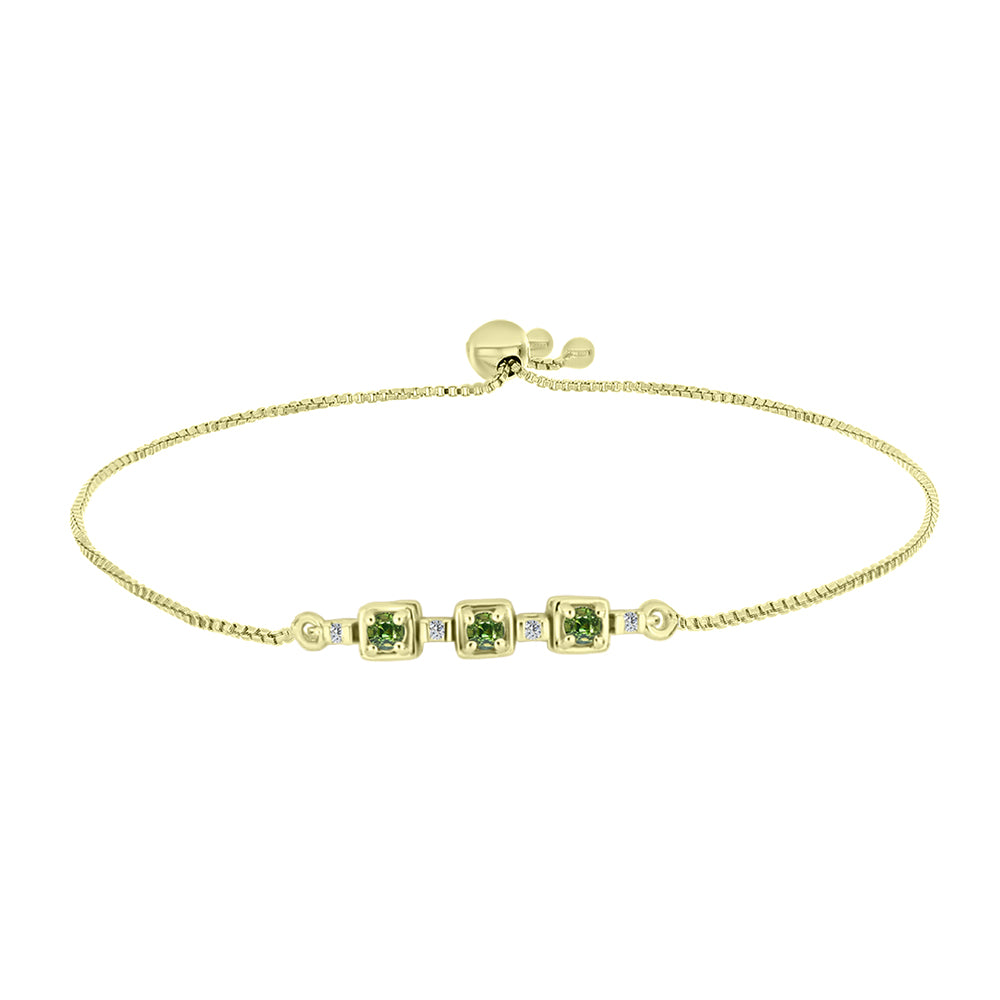 Brățară din Argint 925 Placat cu Aur ( 3.39 grame ) cu Safir verde și Topaz Alb 0.39 Carate