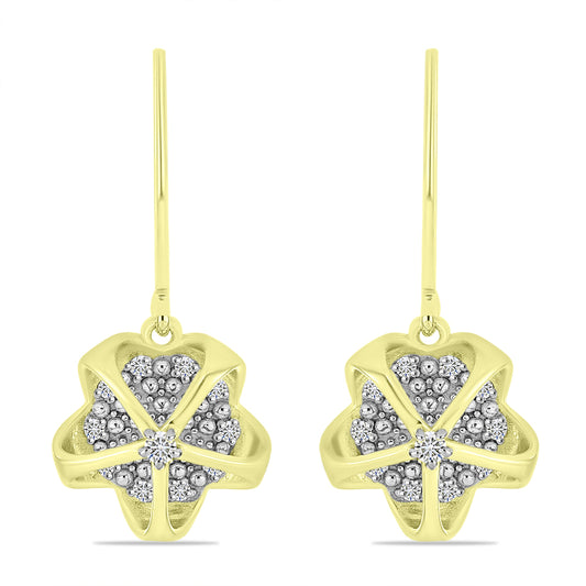 Cercei din Argint 925 Placat cu Aur ( 3.38 grame ) cu Diamant Alb 0.2 Carate