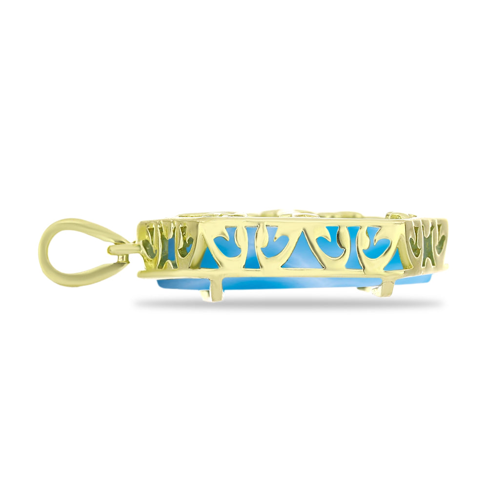 Pandantiv din Argint 925 Placat cu Aur ( 2.23 grame ) cu Larimar(Piatra delfinului) 11.91 Carate 2 