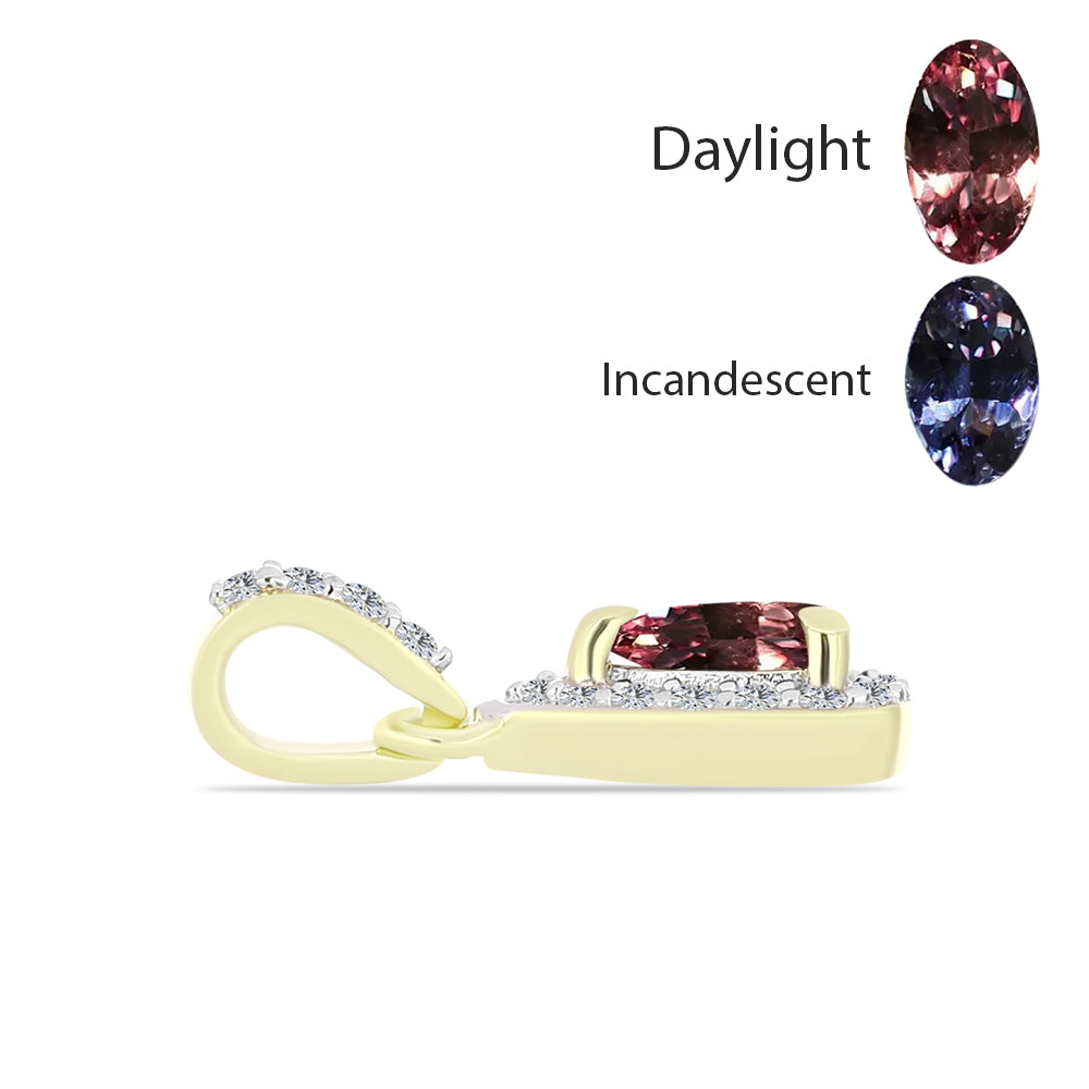 Pandantiv din Argint 925 Placat cu Aur ( 0.58 grame ) cu Granat Bekily care își schimbă culoarea și Topaz Alb 0.38 Carate