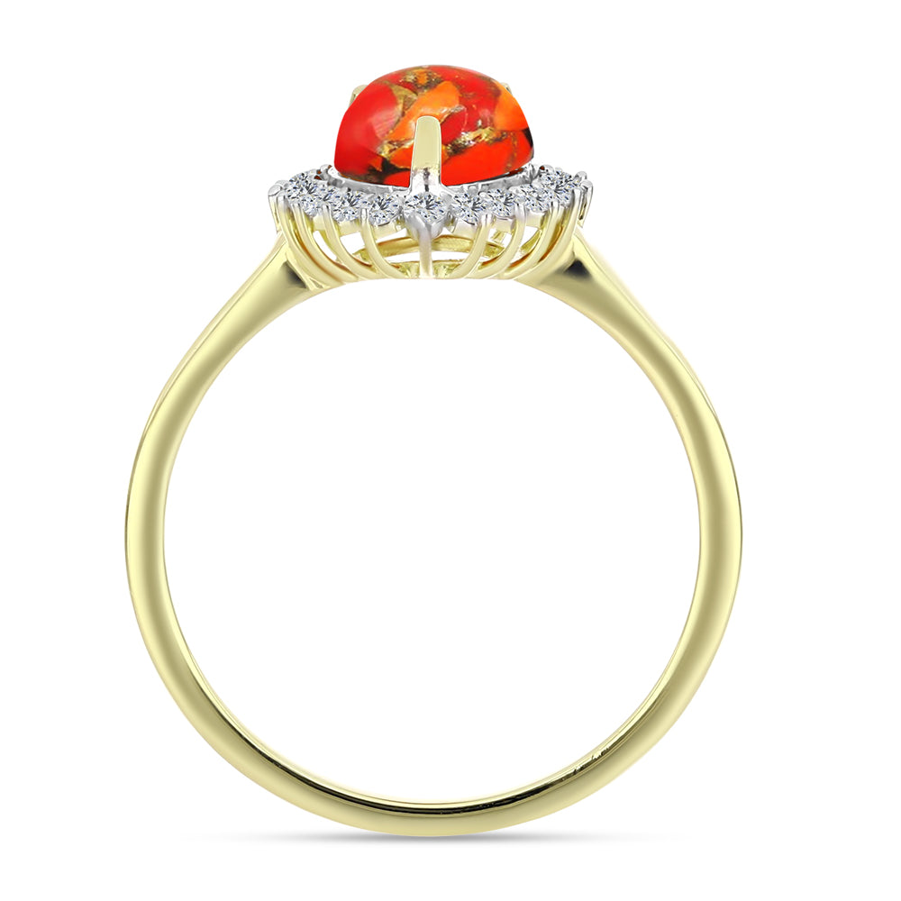 Inel din Argint 925 Placat cu Aur ( 2.25 grame ) cu Turcoaz Mohave și Topaz Alb 1.63 Carate 2 