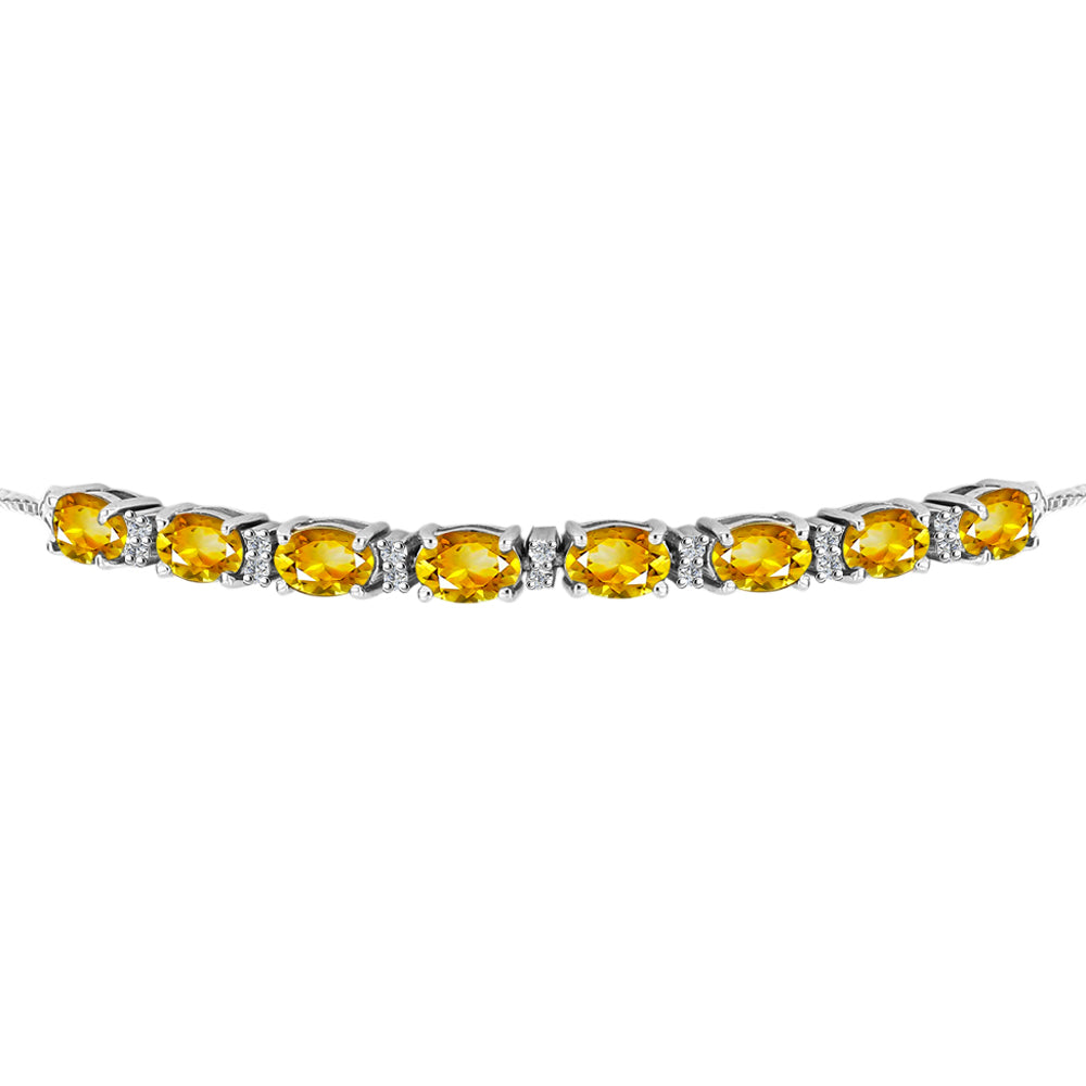 Brățară din Argint 925 ( 5.3 grame ) cu Citrin Rio Golden și Topaz Alb 3.73 Carate