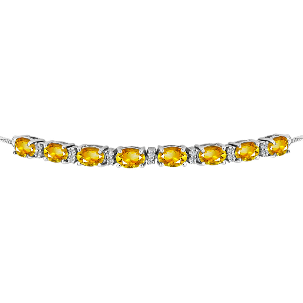 Brățară din Argint 925 ( 5.3 grame ) cu Citrin Rio Golden și Topaz Alb 3.73 Carate