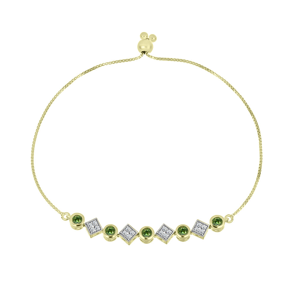Brățară din Argint 925 Placat cu Aur ( 5.55 grame ) cu Safir verde și Topaz Alb 2.16 Carate