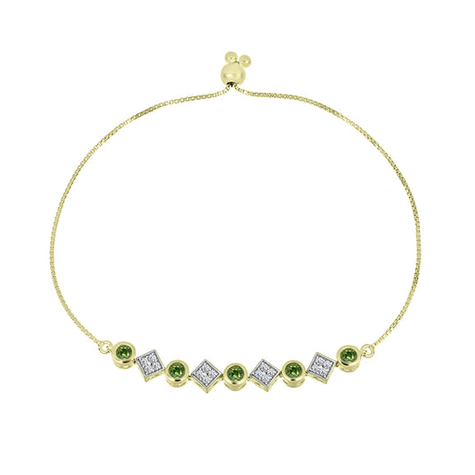 Brățară din Argint 925 Placat cu Aur ( 5.55 grame ) cu Safir verde și Topaz Alb 2.16 Carate