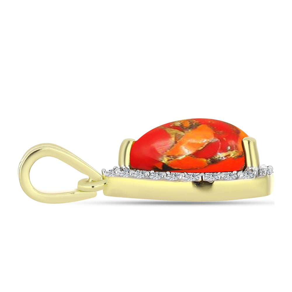 Pandantiv din Argint 925 Placat cu Aur ( 1.18 grame ) cu Turcoaz Mohave și Topaz Alb 2.04 Carate 4 