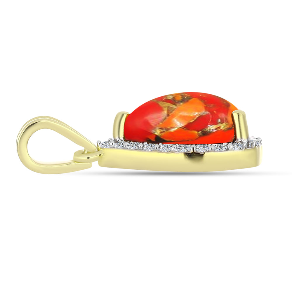 Pandantiv din Argint 925 Placat cu Aur ( 1.18 grame ) cu Turcoaz Mohave și Topaz Alb 2.04 Carate