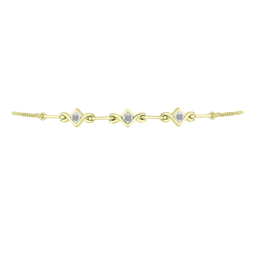 Brățară din Argint 925 Placat cu Aur ( 3.39 grame ) cu Diamant Alb 0.1 Carate 2 