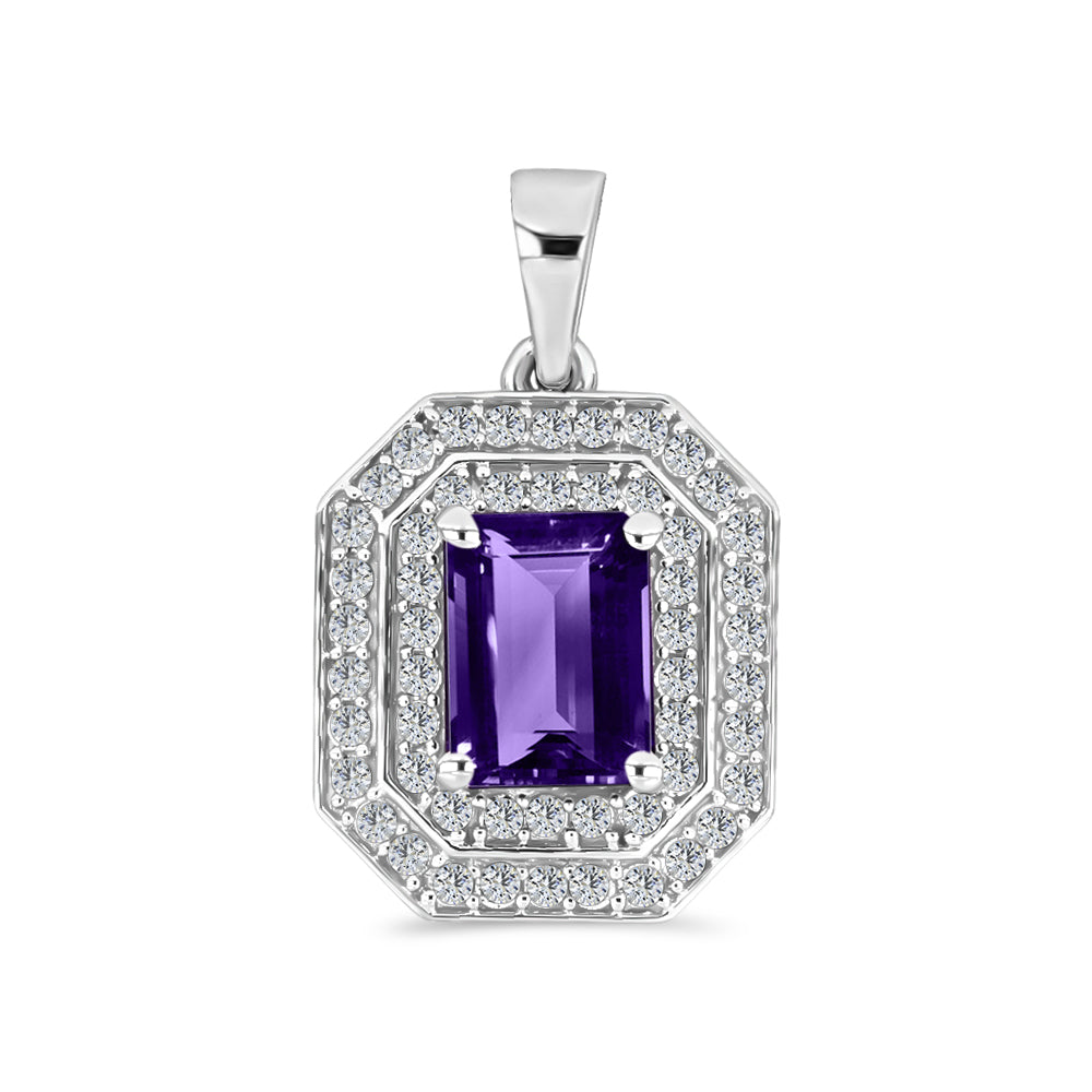 Pandantiv din Argint 925 ( 2.13 grame ) cu Ametist Marocan și Topaz Alb 2.01 Carate 1 