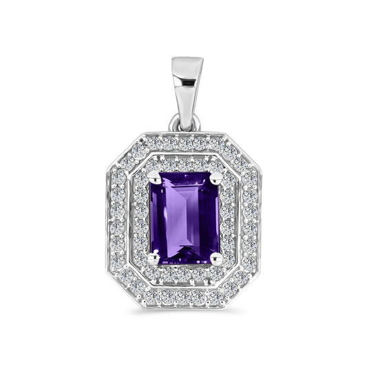 Pandantiv din Argint 925 ( 2.13 grame ) cu Ametist Marocan și Topaz Alb 2.01 Carate