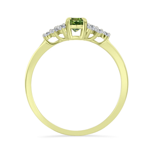 Inel din Argint 925 Placat cu Aur ( 1.77 grame ) cu Safir verde și Topaz Alb 0.78 Carate