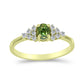 Inel din Argint 925 Placat cu Aur ( 1.77 grame ) cu Safir verde și Topaz Alb 0.78 Carate