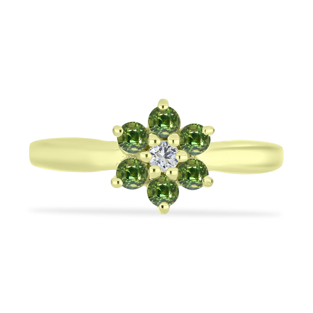 Inel din Argint 925 Placat cu Aur ( 2.15 grame ) cu Safir verde și Topaz Alb 0.56 Carate 1 