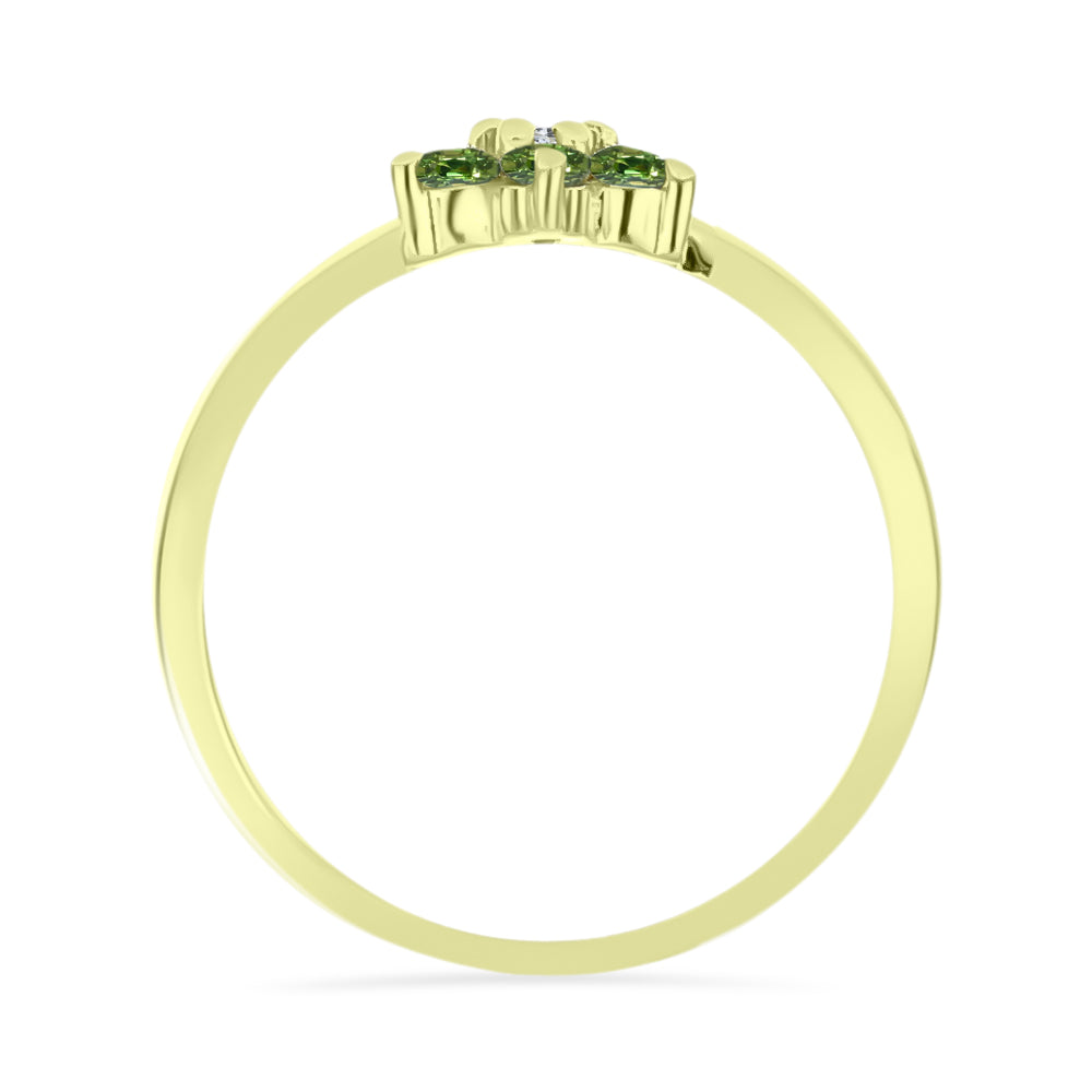 Inel din Argint 925 Placat cu Aur ( 2.15 grame ) cu Safir verde și Topaz Alb 0.56 Carate