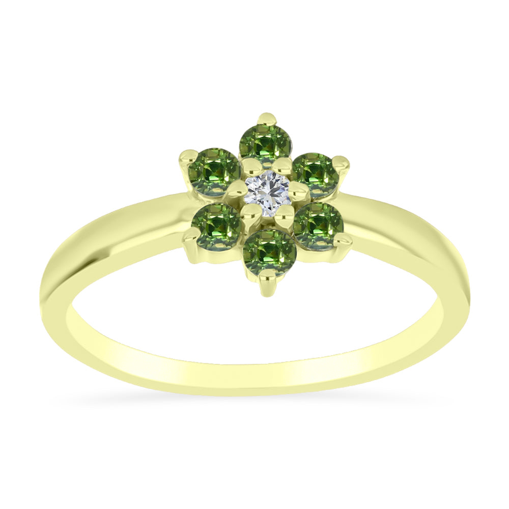 Inel din Argint 925 Placat cu Aur ( 2.15 grame ) cu Safir verde și Topaz Alb 0.56 Carate 3 