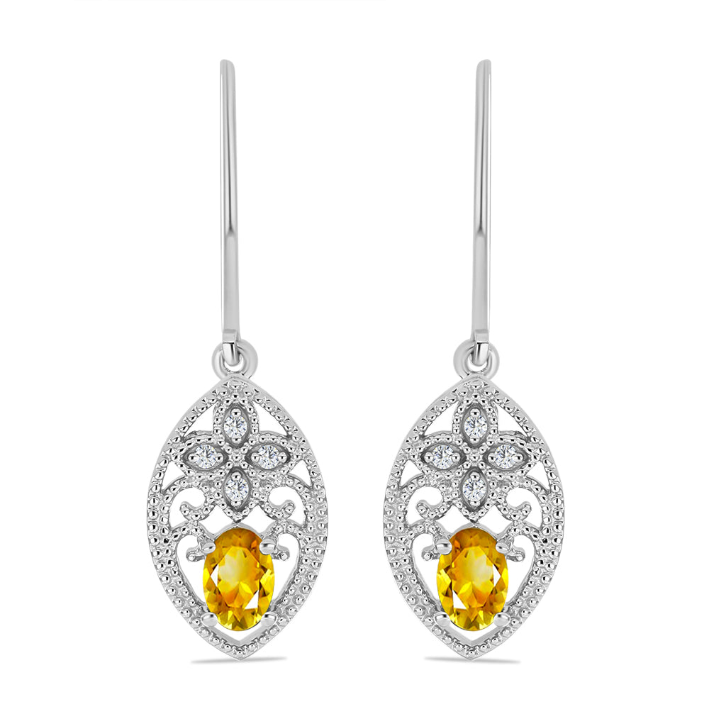 Cercei din Argint 925 ( 3.49 grame ) cu Citrin Rio Golden și Topaz Alb 0.91 Carate 1 