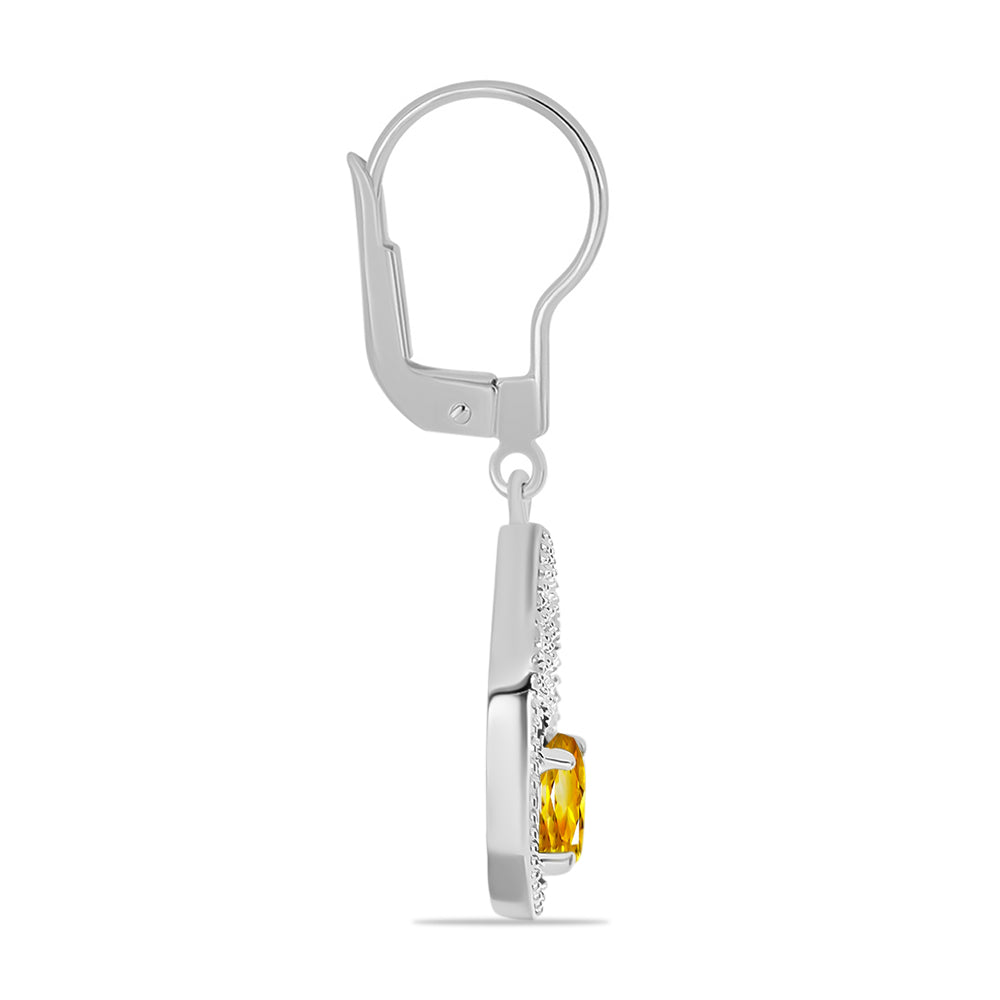 Cercei din Argint 925 ( 3.49 grame ) cu Citrin Rio Golden și Topaz Alb 0.91 Carate 2 