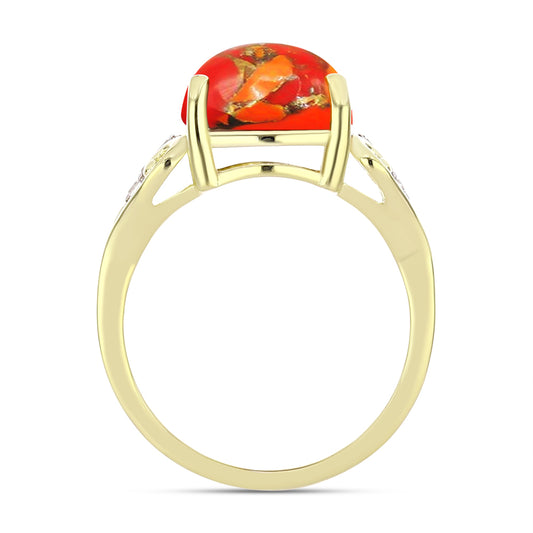 Inel din Argint 925 Placat cu Aur ( 2.77 grame ) cu Turcoaz Mohave și Topaz Alb 3.91 Carate