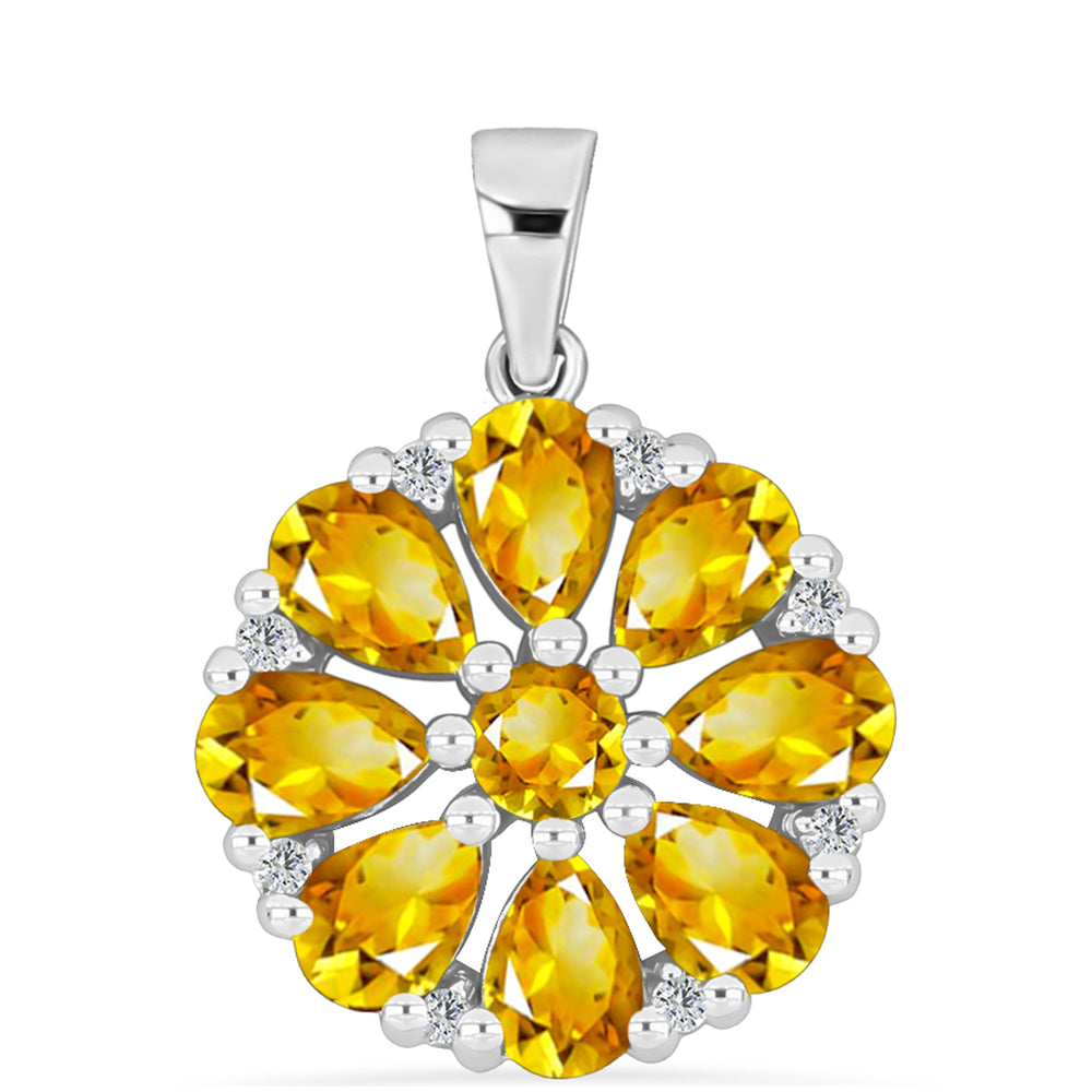 Pandantiv din Argint 925 ( 2.42 grame ) cu Citrin Rio Golden și Topaz Alb 3.35 Carate 3 