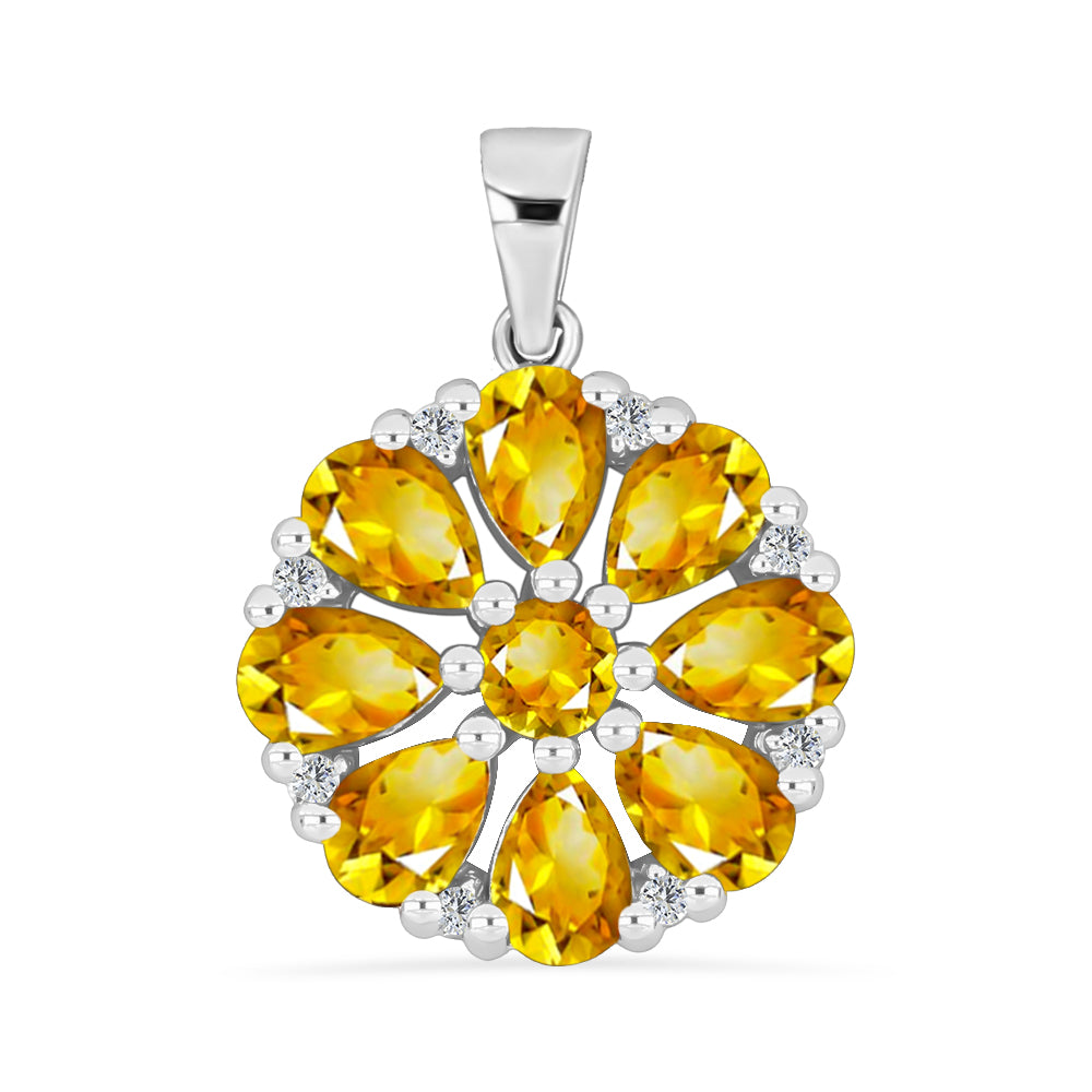 Pandantiv din Argint 925 ( 2.42 grame ) cu Citrin Rio Golden și Topaz Alb 3.35 Carate 1 