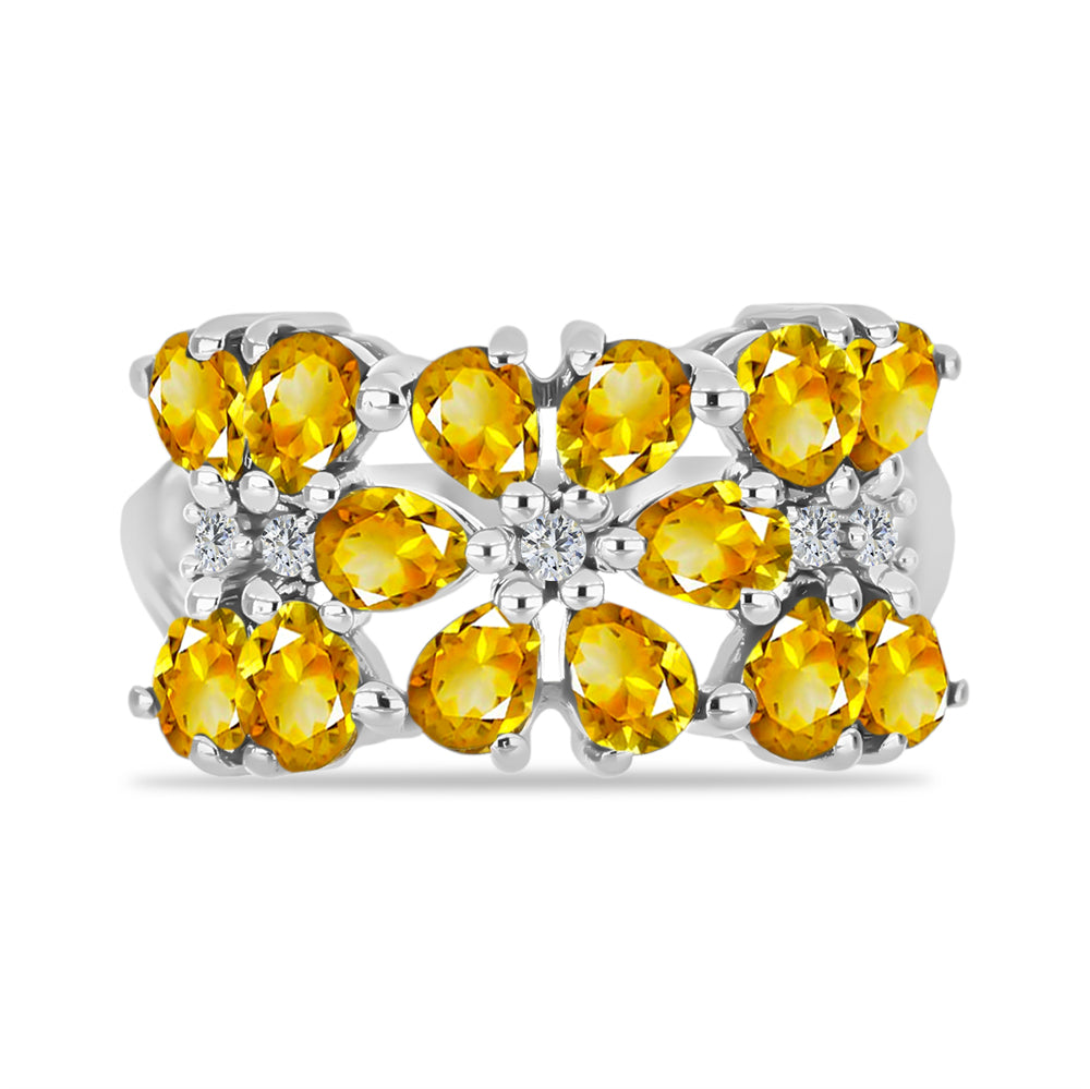 Inel din Argint 925 ( 3.2 grame ) cu Citrin Rio Golden și Topaz Alb 2.32 Carate 1 