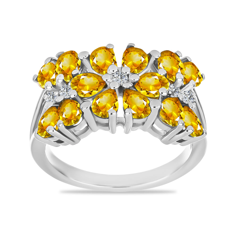 Inel din Argint 925 ( 3.2 grame ) cu Citrin Rio Golden și Topaz Alb 2.32 Carate